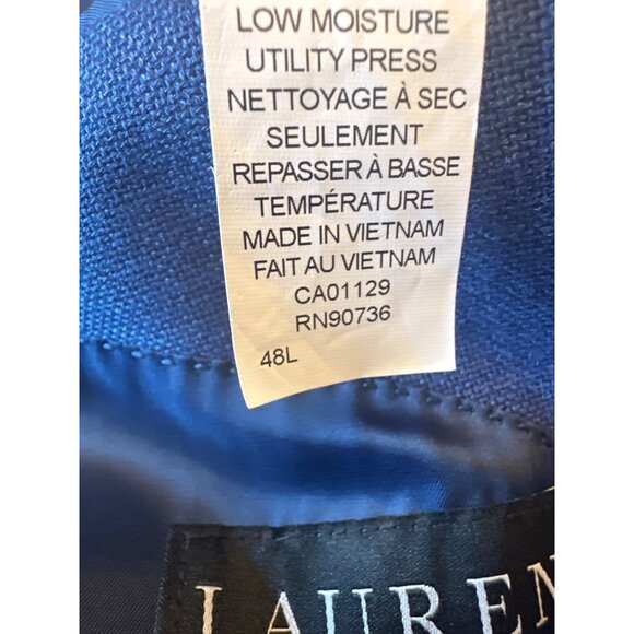Lauren Ralph Lauren Mens Blue Blazer 48L Classic Linen Blend Preppy - Picture 5 of 6